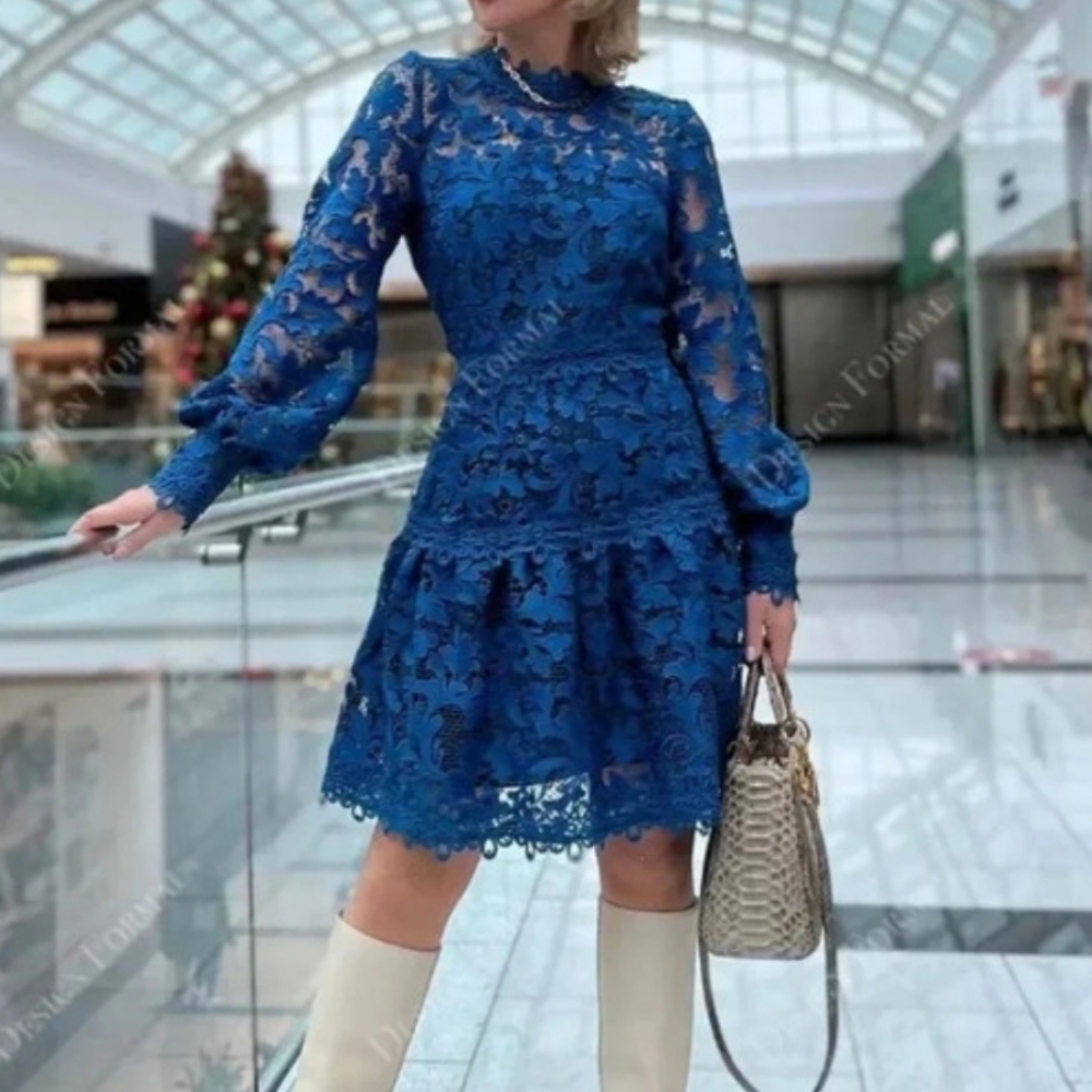 Haute Hippie Elegant Navy Lace Dress
